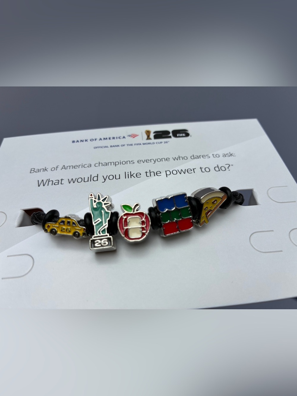 2026 FIFA World Cup New York City Charm Bracelet Fan Band Bank of America NYC